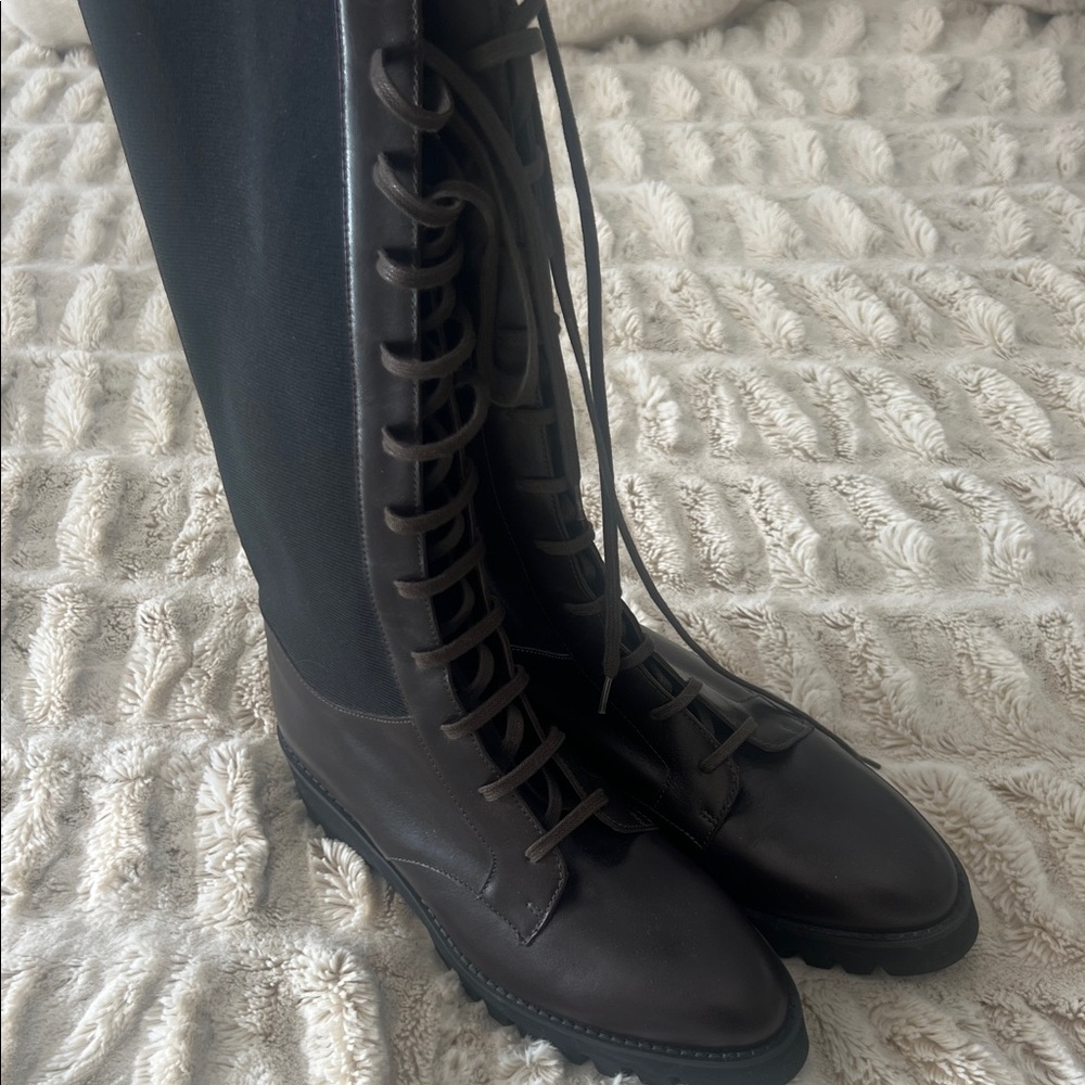 Theory Black and Brown Lace-Up Boots